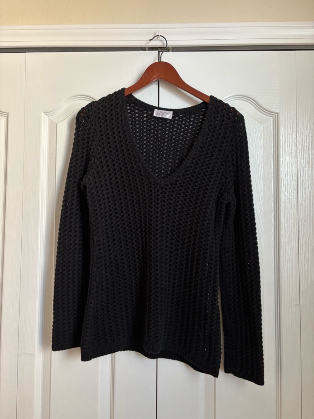 Ann Taylor LOFT Black Open-Knit Pullover